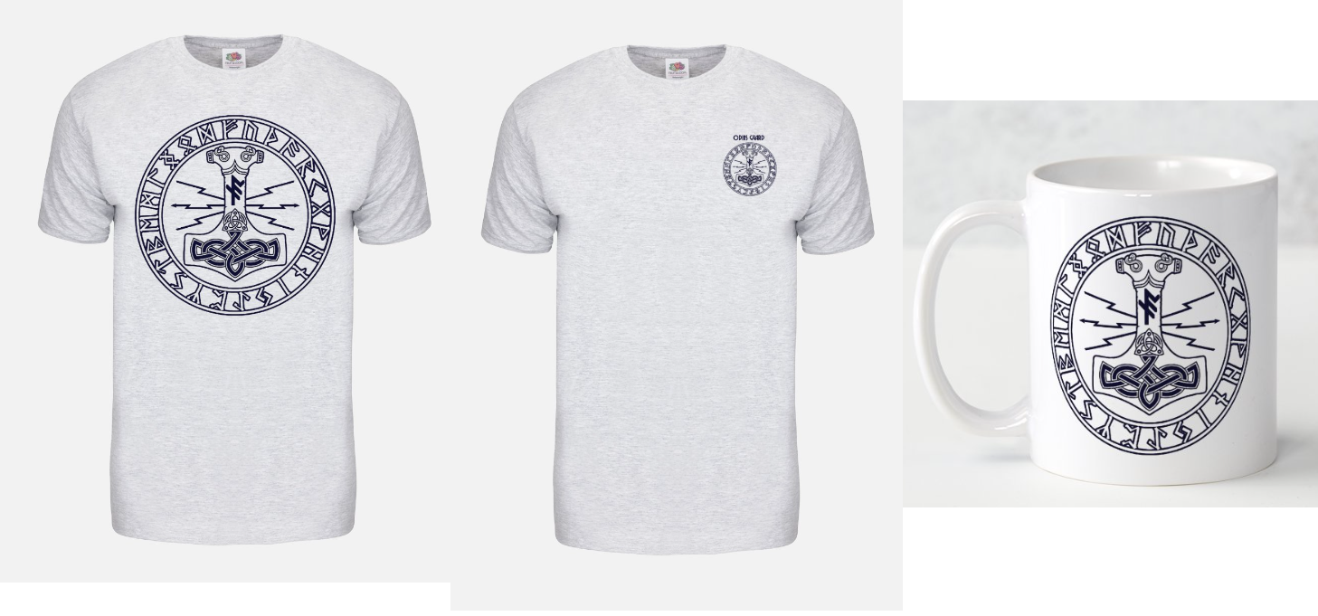 Neo-aristocracy Odins guard, Our latest design for our now legendary Odins guard group. Show off your neo-aristocracy membership and your Odinist beliefs 3 designs; Large chest logo / Left breast Logo / Coffee mug. All designs £22 UK pounds, worldwide postage included 